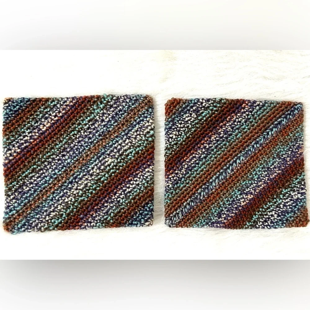 Two Crocheted Handmade Potholders Washable Reusable Multi Color NEW